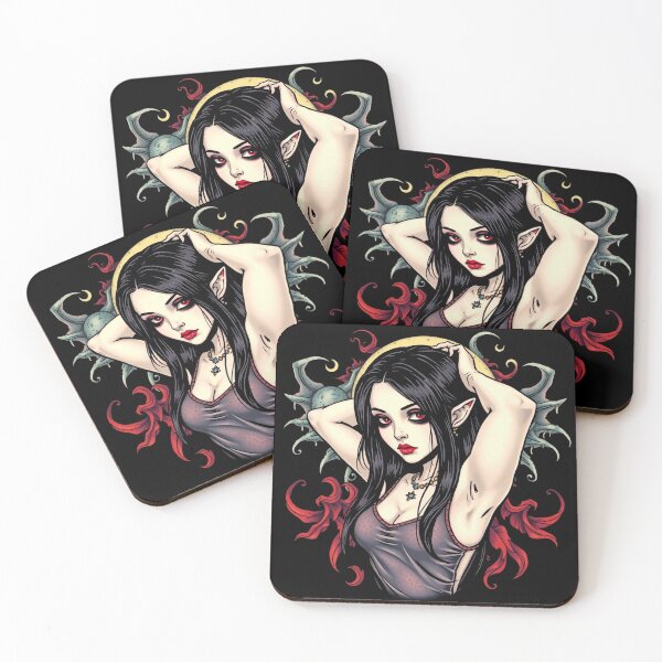 Item preview,  Cute Gothic Goth Vampire Horror Girl Tattoo style illustration with demons designed and sold by Vintage Designs +.