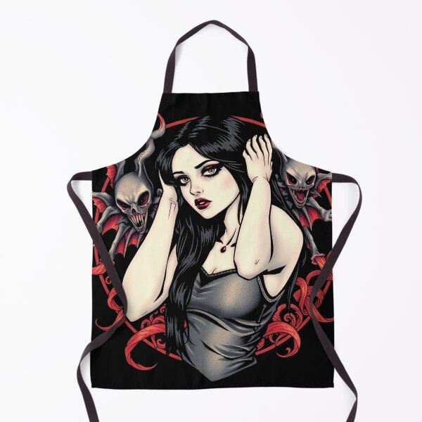 Item preview, Cute Gothic Goth Vampire Horror Girl Tattoo style illustration with demons designed and sold by Vintage Designs +.