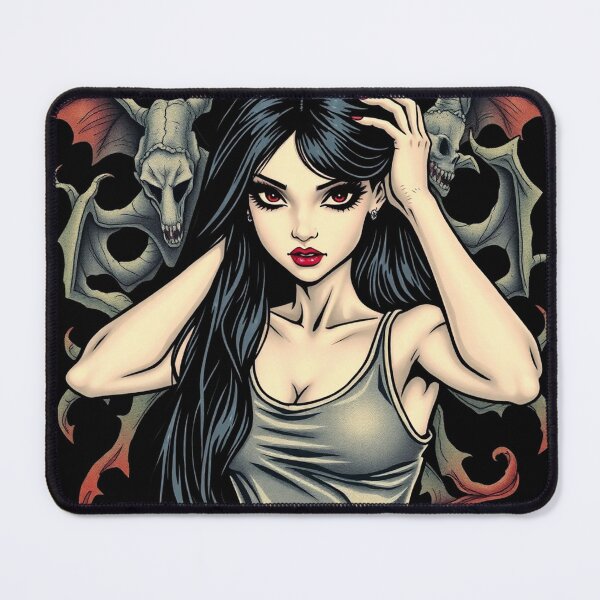 Item preview, Cute Gothic Goth Vampire Horror Girl Tattoo style illustration with demons designed and sold by Vintage Designs +.