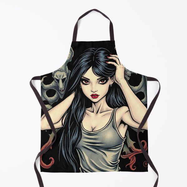Item preview, Cute Gothic Goth Vampire Horror Girl Tattoo style illustration with demons designed and sold by Vintage Designs +.