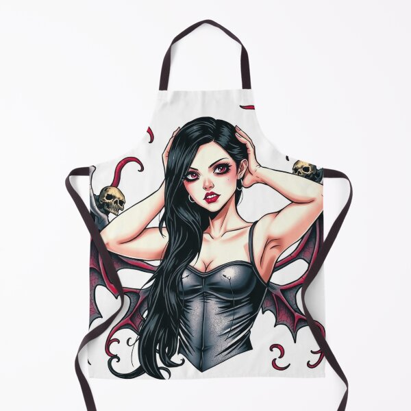 Item preview, Cute Gothic Goth Vampire Horror Girl Tattoo style illustration with demons designed and sold by Vintage Designs +.