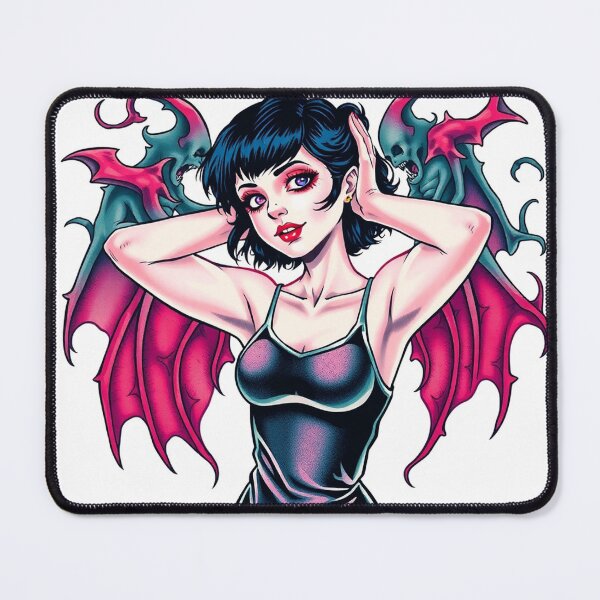 Item preview, Cute Gothic Goth Vampire Horror Girl Tattoo style illustration with demons designed and sold by Vintage Designs +.