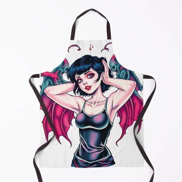 Item preview, Cute Gothic Goth Vampire Horror Girl Tattoo style illustration with demons designed and sold by Vintage Designs +.