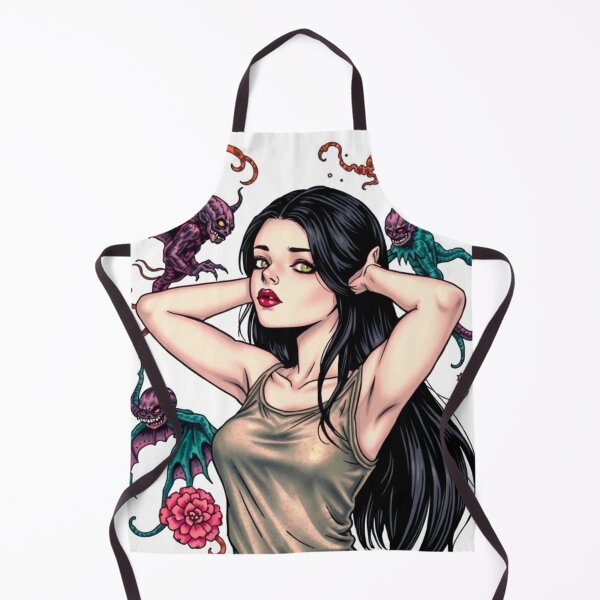 Item preview, Cute Gothic Goth Vampire Horror Girl Tattoo style illustration with demons designed and sold by Vintage Designs +.