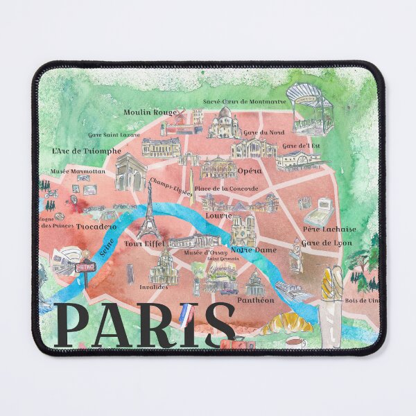 Item preview, Paris France City of Love Magazine Illustrated Travel Ads Favorite Touristic Highlights designed and sold by artshop77.