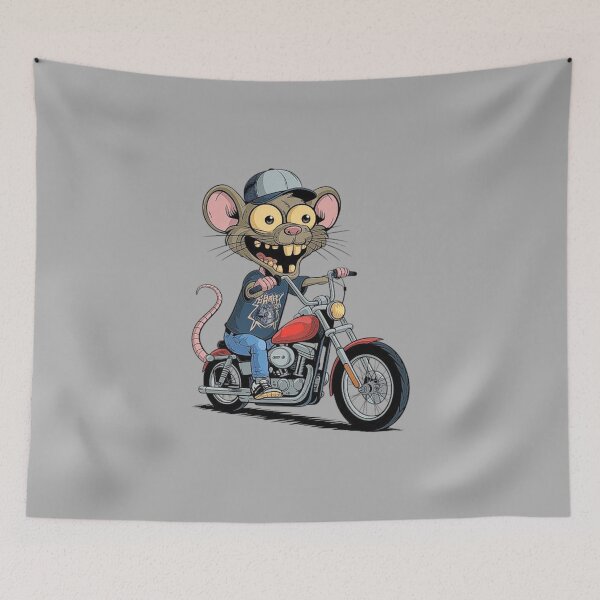 Item preview, Funny Cartoon Rat Riding a Motorcycle - Cool Biker Animal Art designed and sold by love3617.
