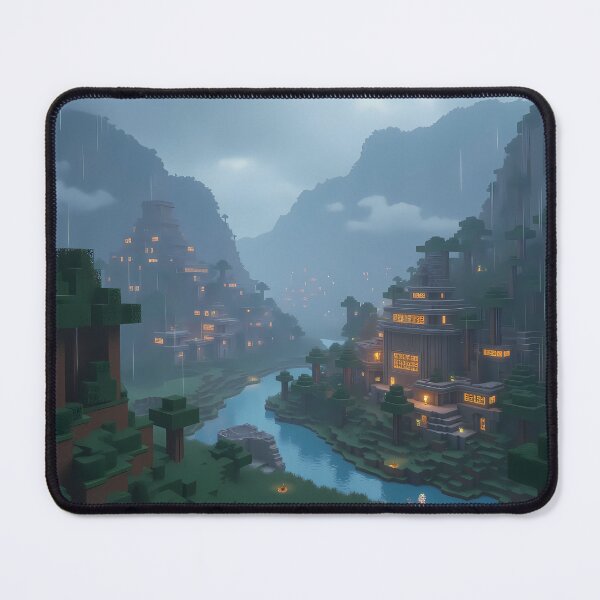 Item preview, Rainy Jungle Valley – Minecraft-Inspired Village at Dusk designed and sold by somethingcreative.