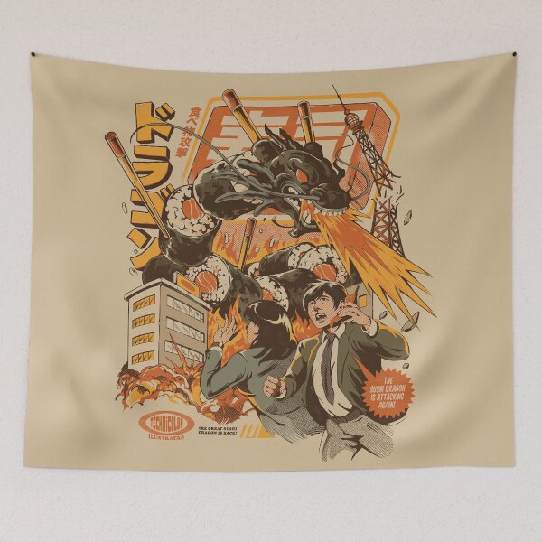 Item preview, Sushi Dragon Attack designed and sold by Ilustrata®.