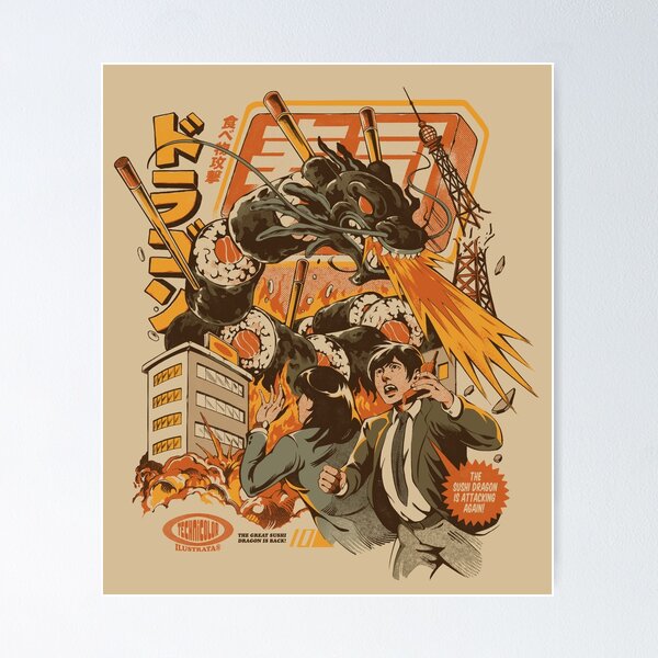 Item preview, Sushi Dragon Attack designed and sold by Ilustrata®.