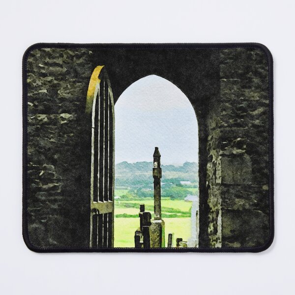 Item preview, Watercolor view through an arched doorway at Rock of Cashel, Ireland designed and sold by GestaltImagery.