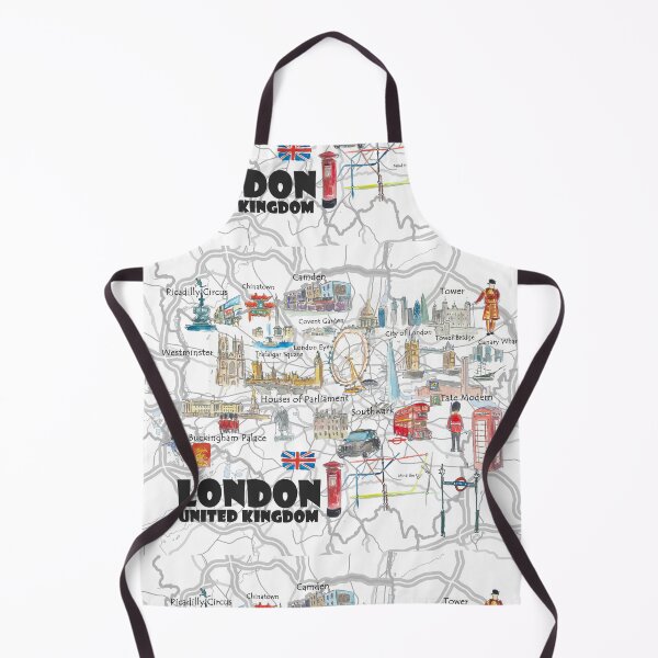 Item preview, London UK illustrated travel poster favorites map Tourist Highlights designed and sold by artshop77.
