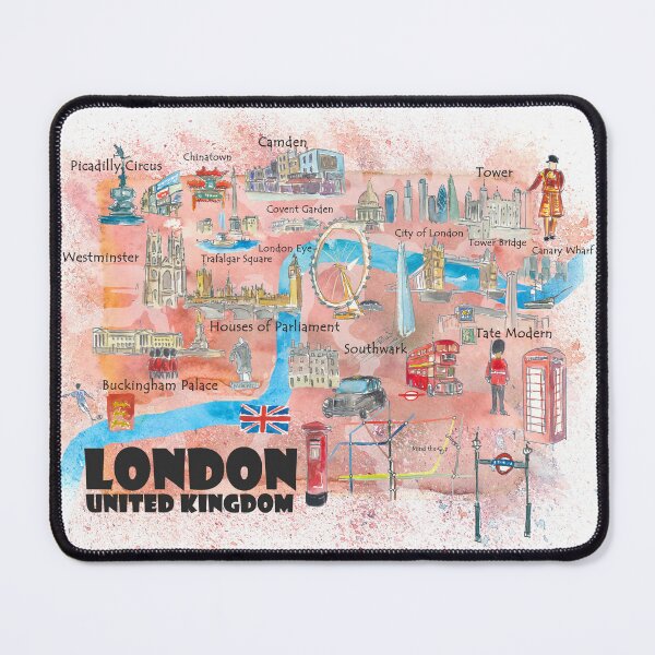 Item preview, London UK illustrated travel poster favorites map Tourist Highlights designed and sold by artshop77.