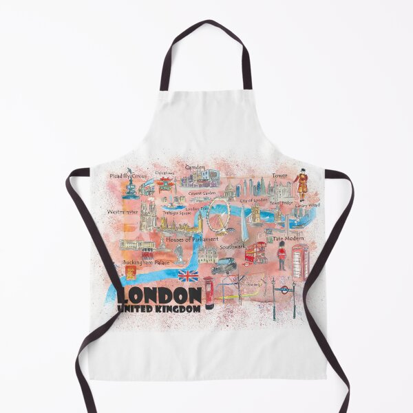 Item preview, London UK illustrated travel poster favorites map Tourist Highlights designed and sold by artshop77.