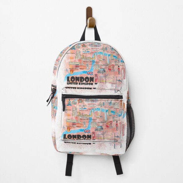 Item preview, London UK illustrated travel poster favorites map Tourist Highlights designed and sold by artshop77.