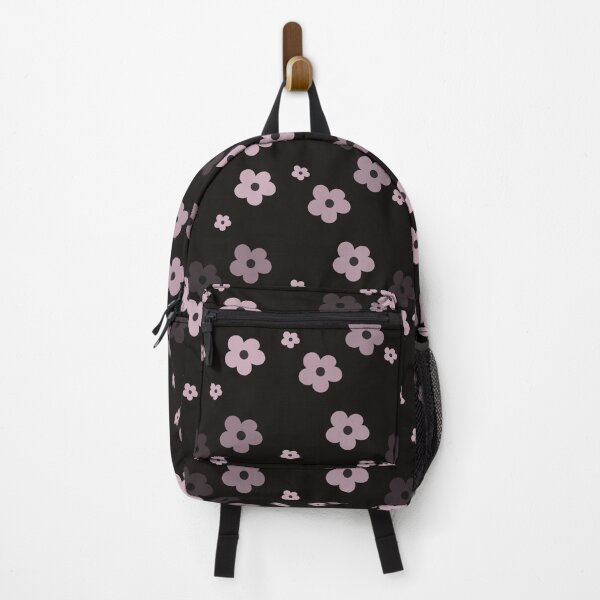 Item preview, Pink little flowers on black, pattern designed and sold by CrocoDi.