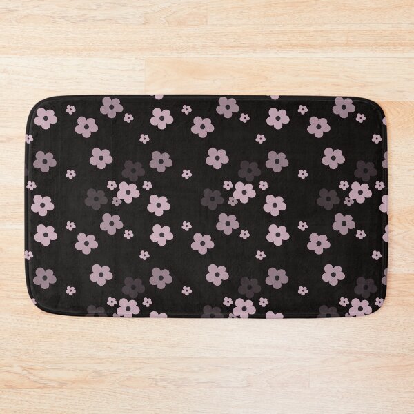 Item preview, Pink little flowers on black, pattern designed and sold by CrocoDi.