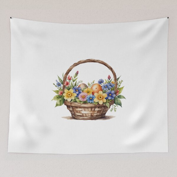 Item preview, Watercolor Easter Basket with Flowers  designed and sold by silviaol.