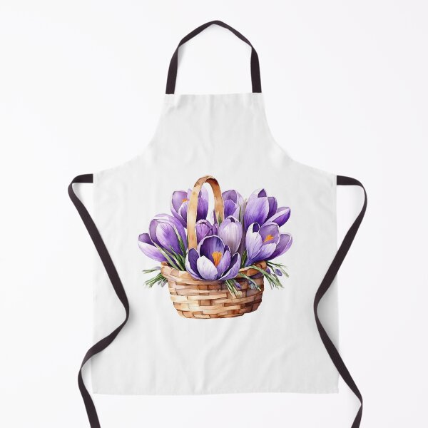 Item preview, Watercolor Wicker Basket with Purple Crocus Flowers designed and sold by silviaol.