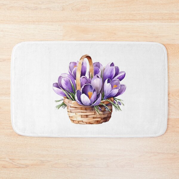 Item preview, Watercolor Wicker Basket with Purple Crocus Flowers designed and sold by silviaol.
