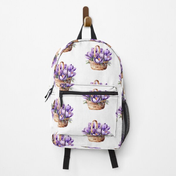 Item preview, Watercolor Wicker Basket with Purple Crocus Flowers designed and sold by silviaol.