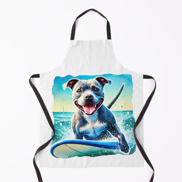Item preview, Cool Happy Blue Staffy Surfing Colorful Watercolor Portrait designed and sold by MaedK.