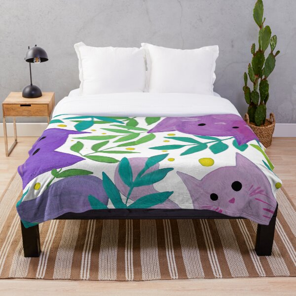Aperçu de l'œuvre Chats et branches - violet et vert créée et vendue par wackapacka.
