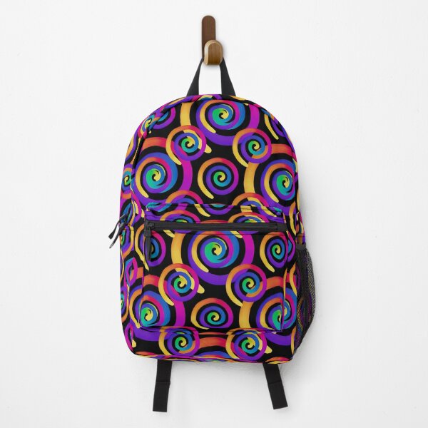 Item preview, Abstract Rainbow Circles Hand drawn seamless pattern on black designed and sold by Abizola.