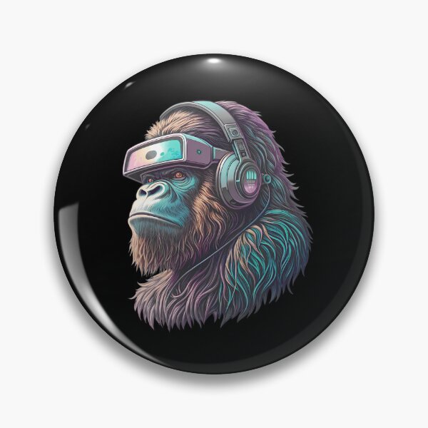 Artikelvorschau, Cyberpunk Gorilla Gaming mit VR-Headset entworfen und verkauft von JesterKrewArt.