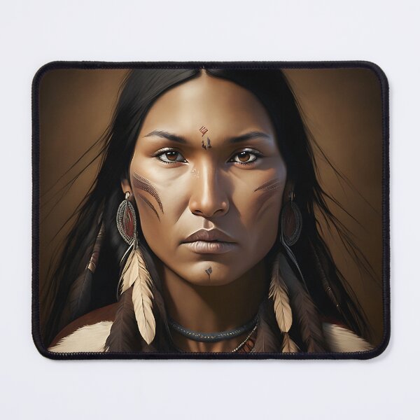 Item preview, [AI Art] Proud Native American Woman With Feathers designed and sold by Sissle.