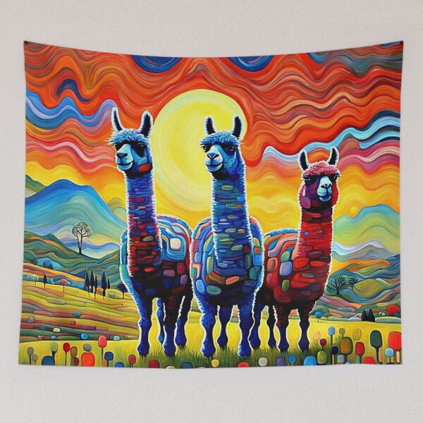 Item preview, Llamas in the meadow designed and sold by George Hutton Hunter.