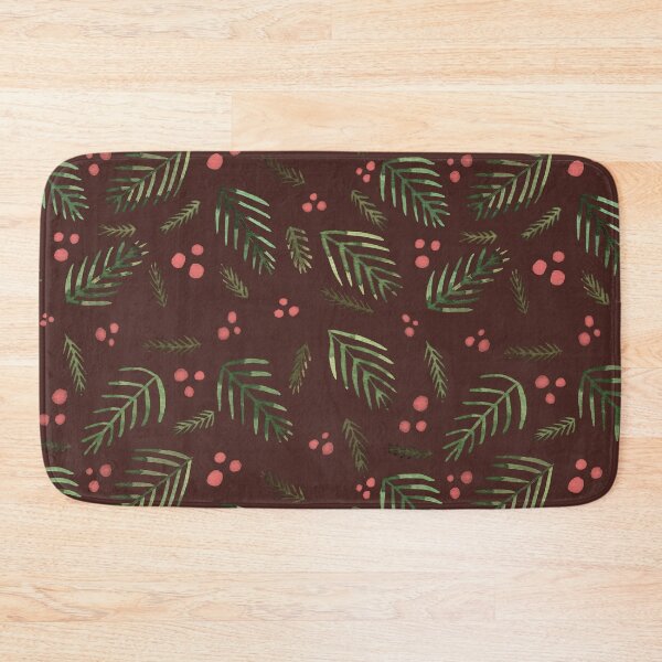 Item preview, Christmas tree branches and berries - sap green and brown designed and sold by wackapacka.