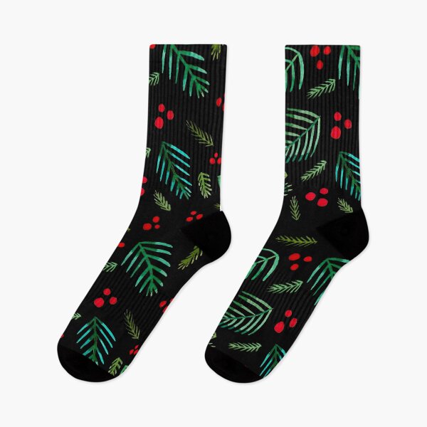 Item preview, Christmas tree branches and berries - black and green designed and sold by wackapacka.
