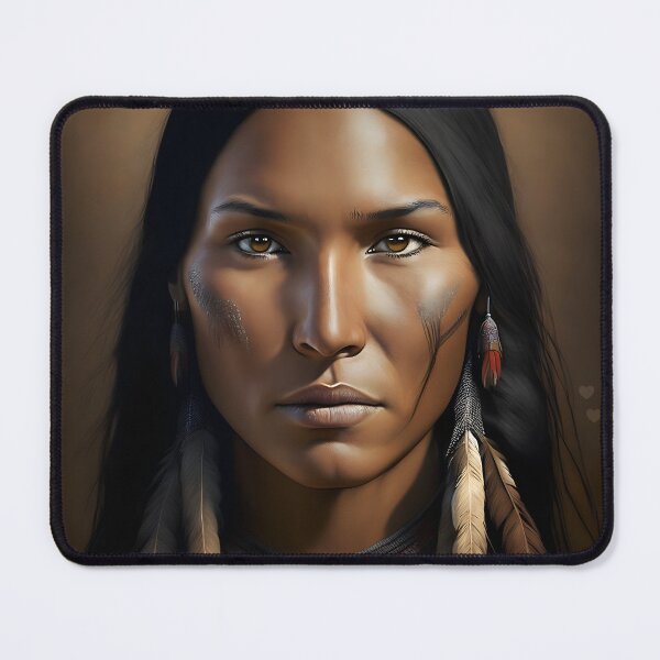 Item preview, [AI Art] Proud Native American Woman With Feathers designed and sold by Sissle.