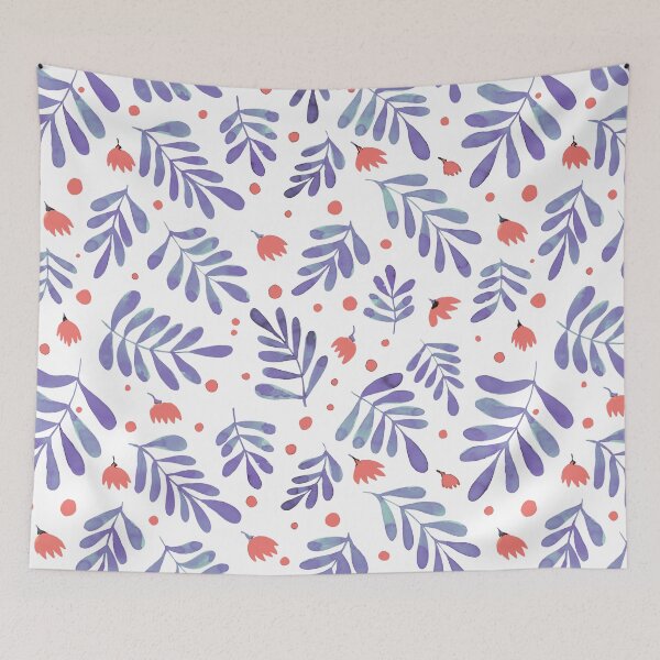 Item preview, Watercolor branches and flowers - purple and coral designed and sold by wackapacka.