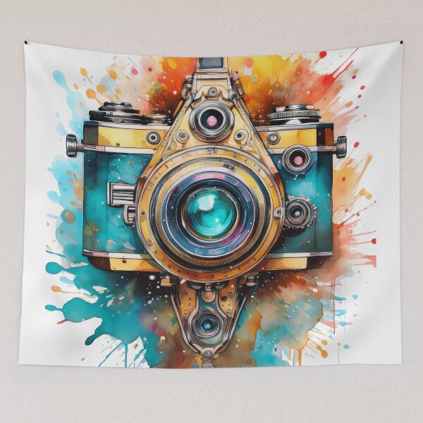 Item preview, Timeless Lens: A Vibrant Watercolor Tribute to Vintage Photography designed and sold by drawbey.