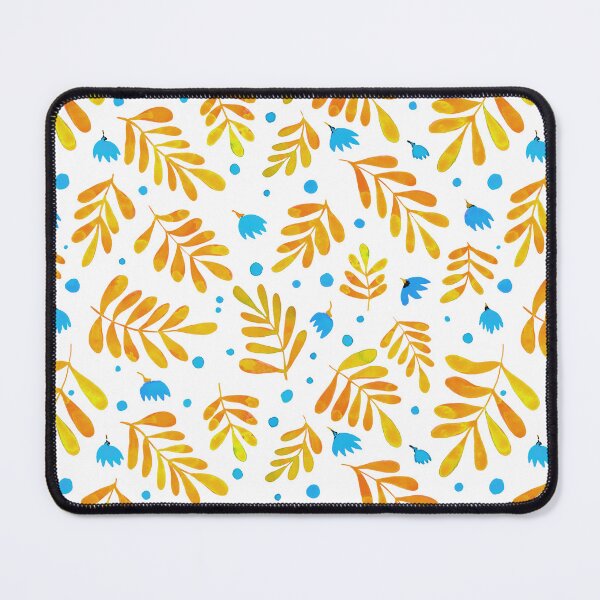 Aperçu de l'œuvre Branches et fleurs aquarelles - orange et bleu créée et vendue par wackapacka.