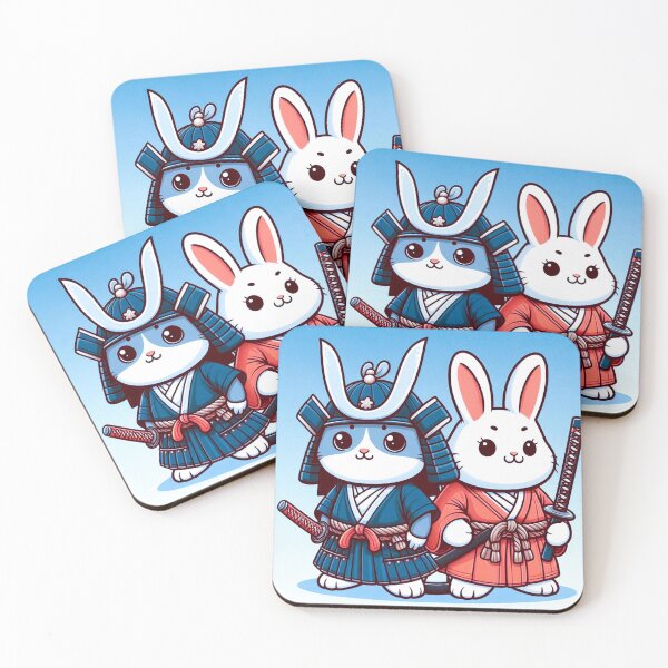 Item preview, samurai cute cat and rabbit designed and sold by Dogandesighn.