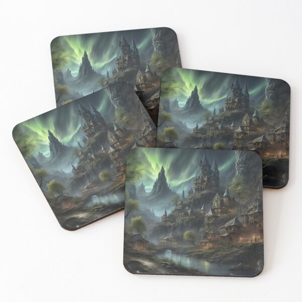 Item preview, Enchanted Medieval Village Under Northern Lights designed and sold by Abdu  Innovations.