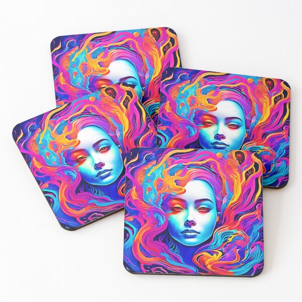 Item preview, Neon Goddess with Flowing Cosmic Hair designed and sold by Health And Fitness Posts e-Store.