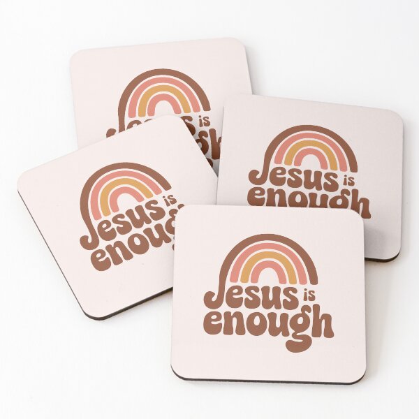 Item preview, Jesus Is Enough Boho Rainbow Christian Bible Verse Typography designed and sold by  KnitLuv.