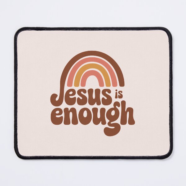 Item preview, Jesus Is Enough Boho Rainbow Christian Bible Verse Typography designed and sold by KnitLuv.