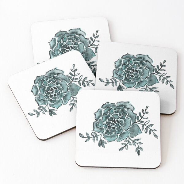 Item preview, Watercolor  houseleek - teal designed and sold by wackapacka.