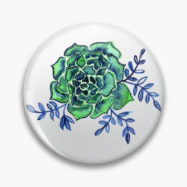 Item preview, Watercolor  houseleek - green and blue designed and sold by wackapacka.