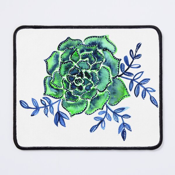 Item preview, Watercolor houseleek - green and blue designed and sold by wackapacka.