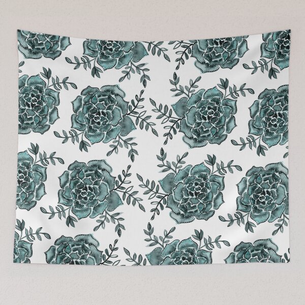 Item preview, Watercolor  houseleek - teal designed and sold by wackapacka.