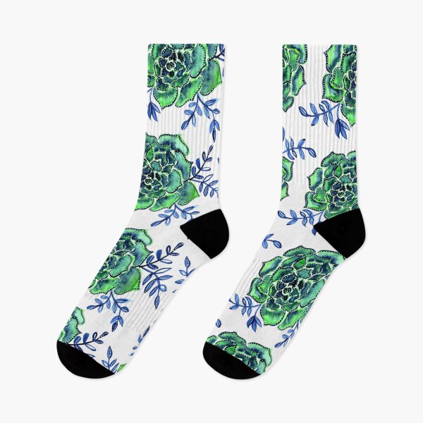 Item preview, Watercolor  houseleek - green and blue designed and sold by wackapacka.