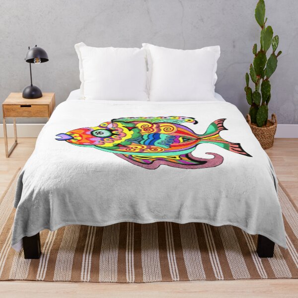 Item preview, Hand Drawn Brightly Colored Fish PNG Tattoo or T Shirt Motif designed and sold by Sharon Schwalbe.