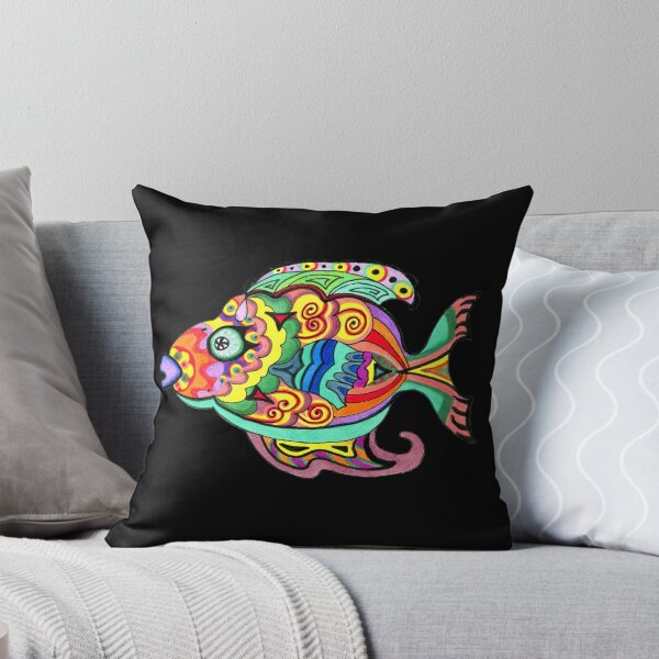 Item preview, Hand Drawn Brightly Colored Fish PNG Tattoo or T Shirt Motif designed and sold by Sharon Schwalbe.