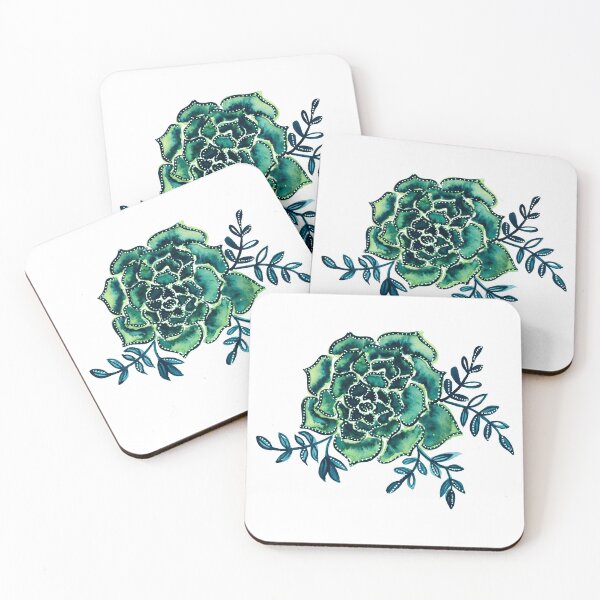 Item preview, Watercolor  houseleek - emerald designed and sold by wackapacka.