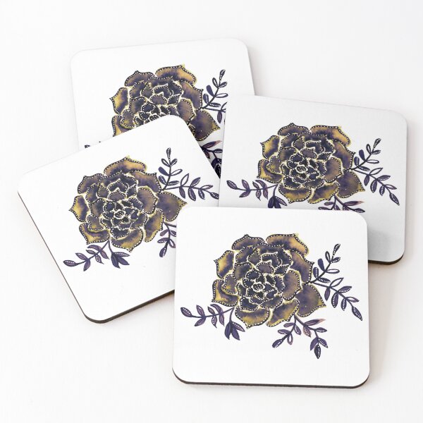 Item preview, Watercolor  houseleek - purple and ochre designed and sold by wackapacka.